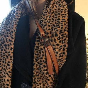 Kathy Ir  leather Purse with leopard print scarf